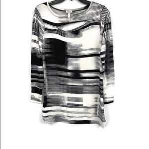 SOMA‎ DOUBLE KEYHOLE BLACK WHITE TOP XS